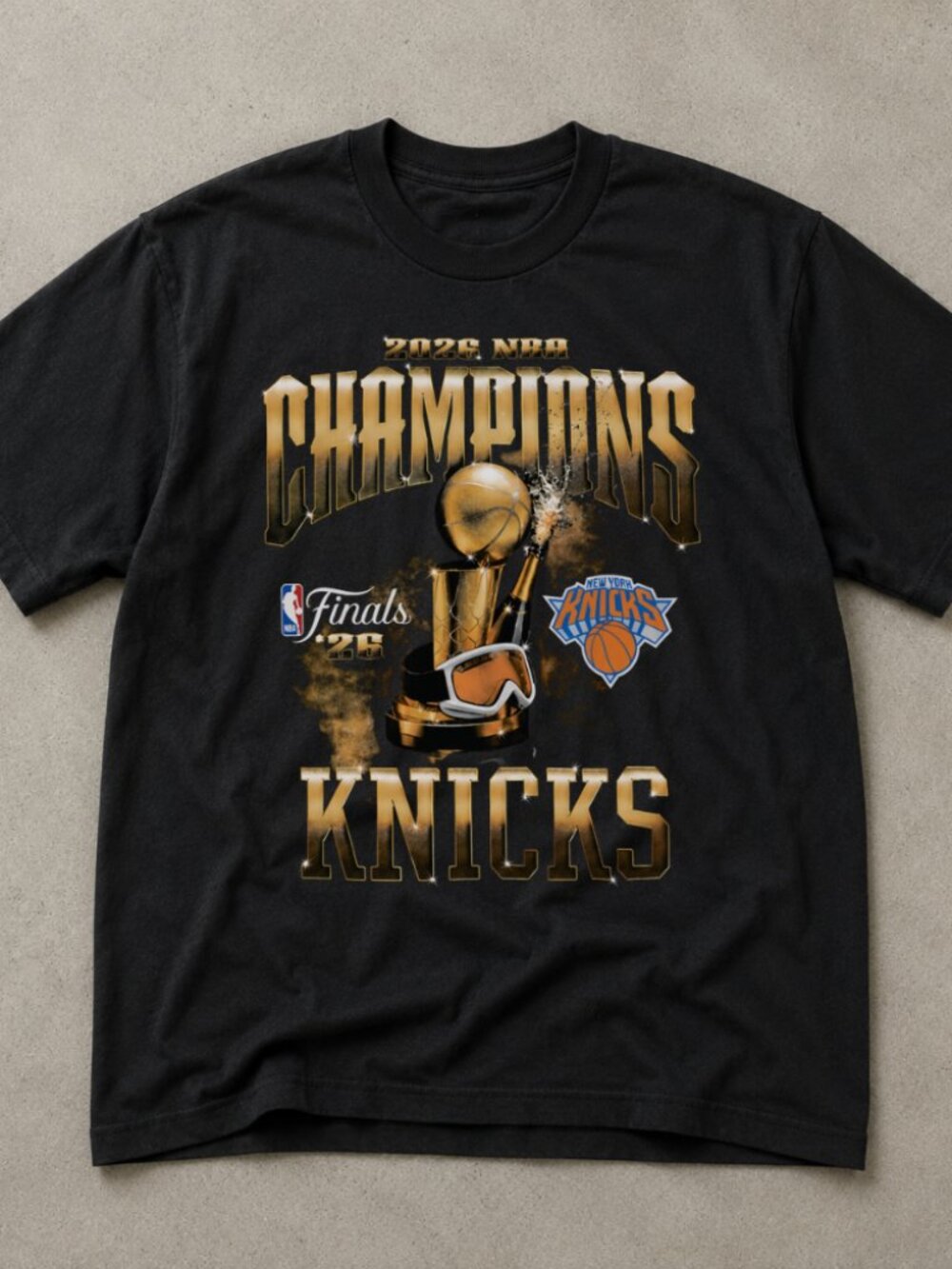 NY Knicks 2026 NBA Champions Tee Shirt Black